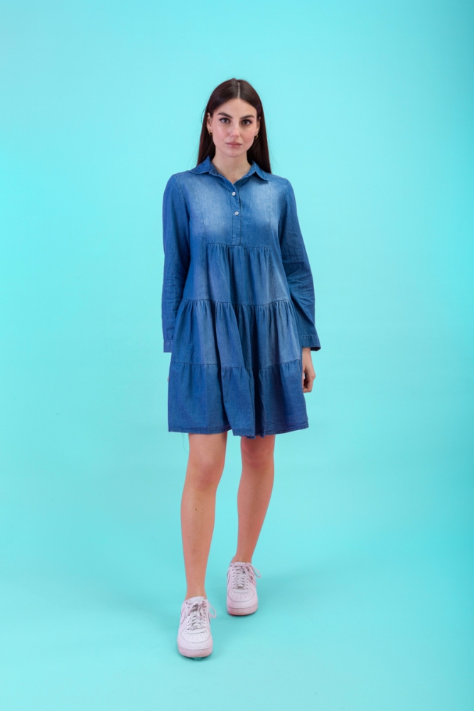 ABITO JEANS BALZE COLLO CAMICIA